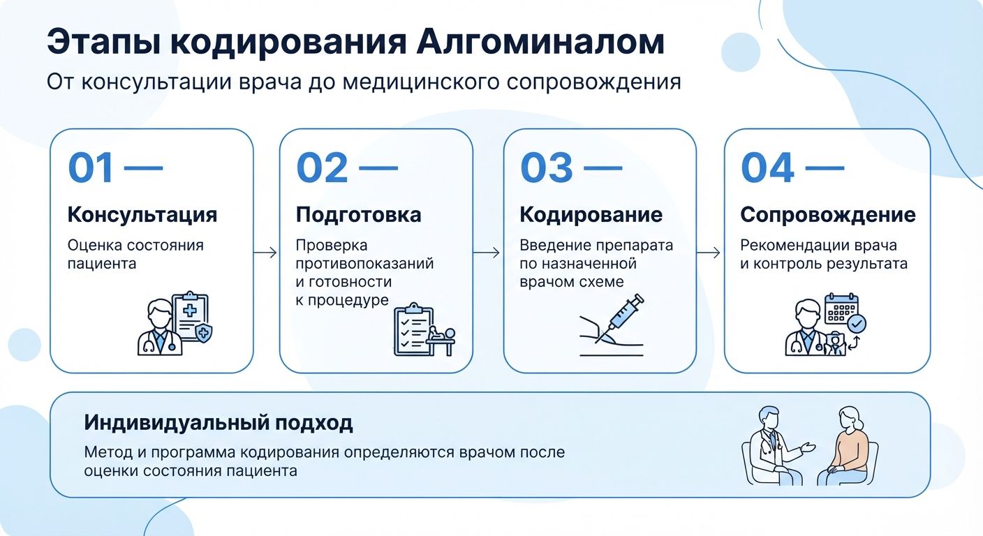 Кодирование препаратом «Алгоминал» в Гурьевске инфографика
